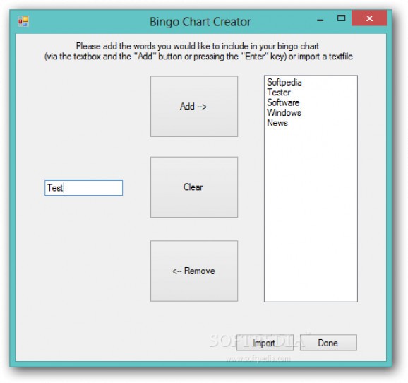 Bingo Chart Creator screenshot