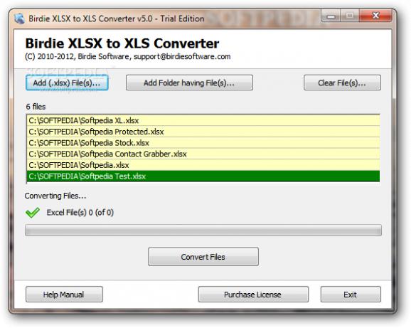 Birdie XLSX to XLS Converter screenshot