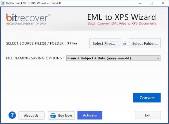 BitRecover EML to XPS Wizard screenshot