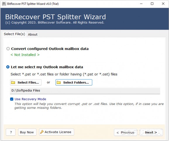 BitRecover PST Splitter Wizard screenshot