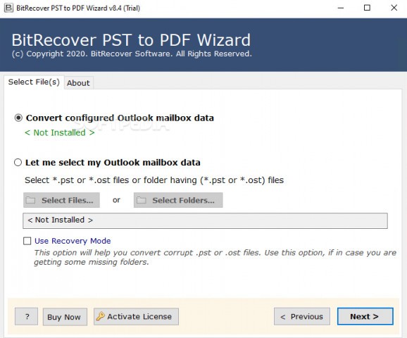 BitRecover PST to PDF Wizard screenshot