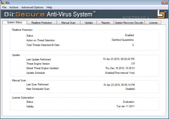 BitSecure AntiVirus System screenshot