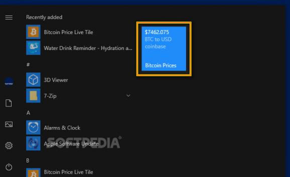 Bitcoin Price Live Tile screenshot