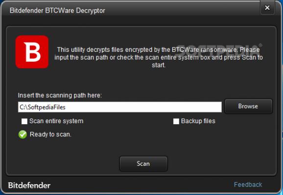 Bitdefender BTCWare Decryptor screenshot