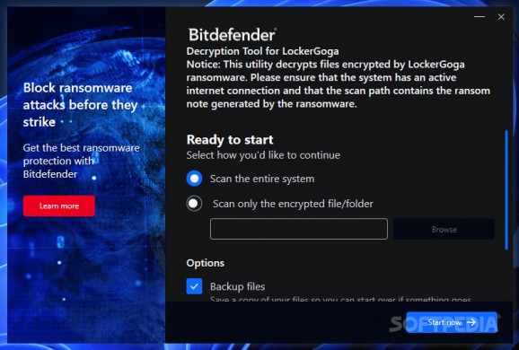 Bitdefender Decryption Tool for LockerGoga screenshot