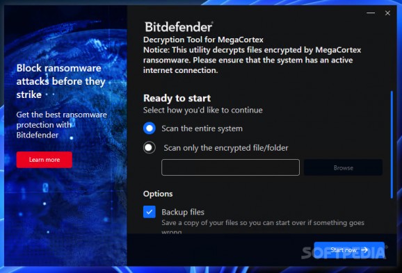 Bitdefender Decryption Tool for MegaCortex screenshot