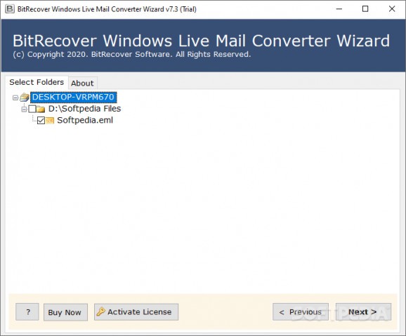 Bitrecover Windows Live Mail Converter Wizard screenshot