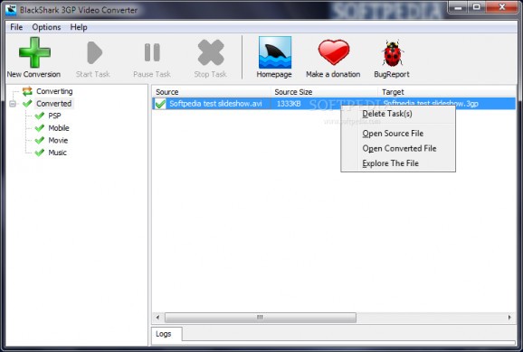 BlackShark 3GP Video Converter screenshot