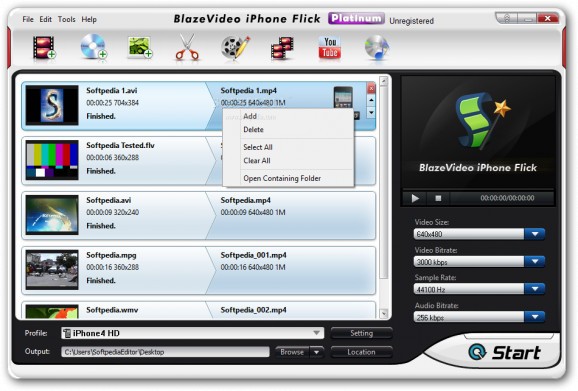 BlazeVideo iPhone Flick Platinum screenshot