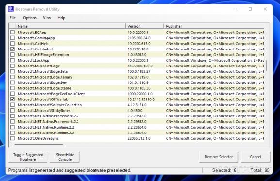 Bloatware Removal Utility (BRU) screenshot