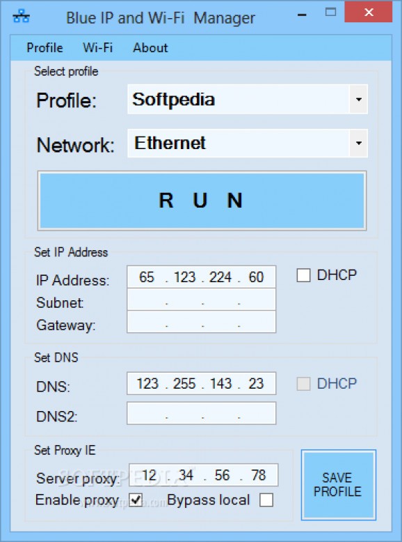 Blue IP and Wi-Fi Manager screenshot