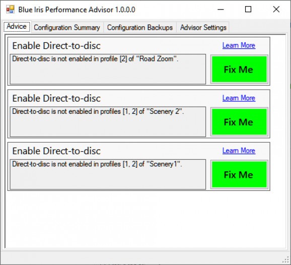 Blue Iris Performance Advisor screenshot