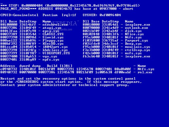 Bluescreen Screensaver screenshot