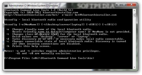 Bluetooth Command Line Tools screenshot