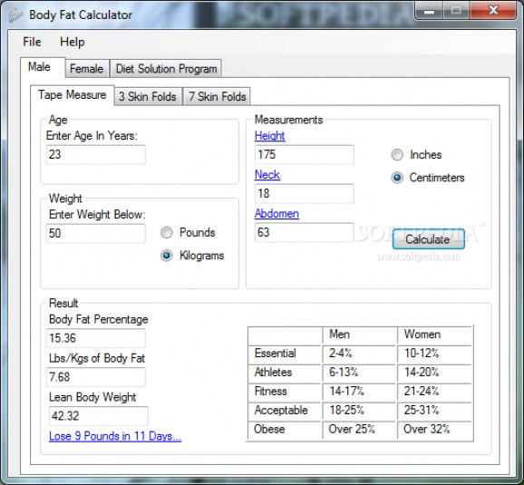 Body Fat Calculator screenshot