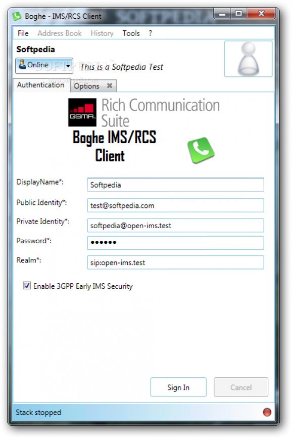 Boghe IMS/RCS Client screenshot