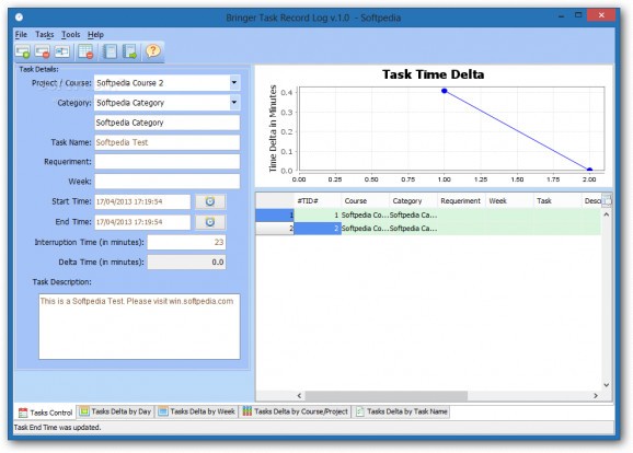 Bringer Task Record Log screenshot
