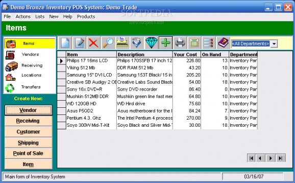 Bronze Inventory POS System screenshot