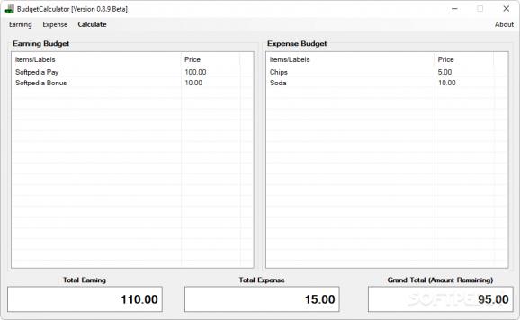 BudgetCalculator screenshot