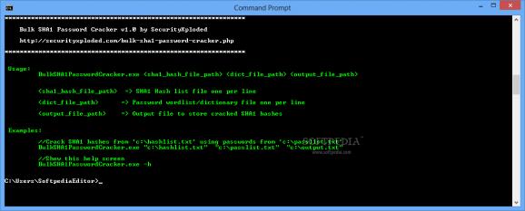 Bulk SHA1 Password Cracker screenshot