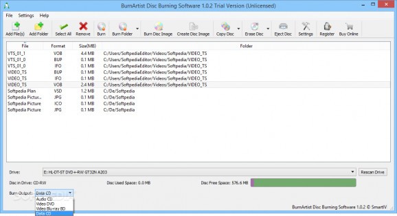 BurnArtist Disc Burning Software screenshot