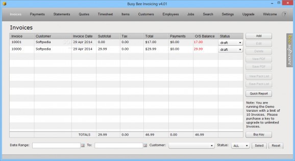 Busy Bee Invoicing screenshot