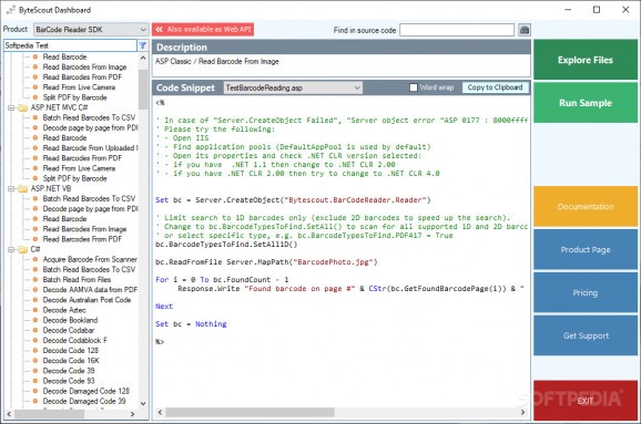 Bytescout BarCode Reader SDK screenshot