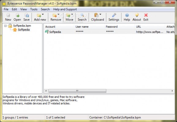 Bytessence PasswordManager (formerly Bytessence PassKeeper) screenshot