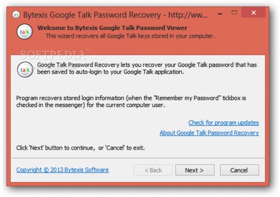Bytexis Google Talk Password Recovery screenshot