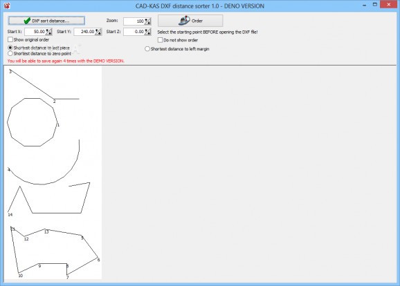 CAD-KAS DXF distance sorter screenshot