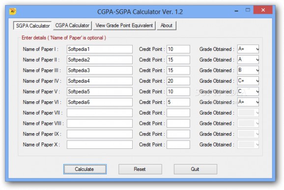 CGPA-SGPA Calculator screenshot