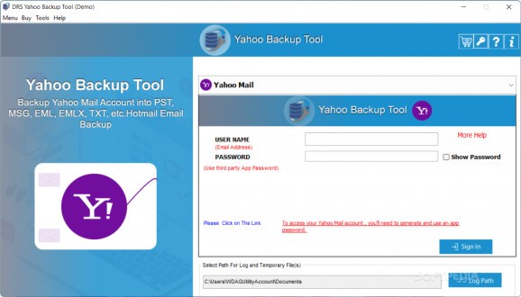 DRS Yahoo Backup Tool screenshot