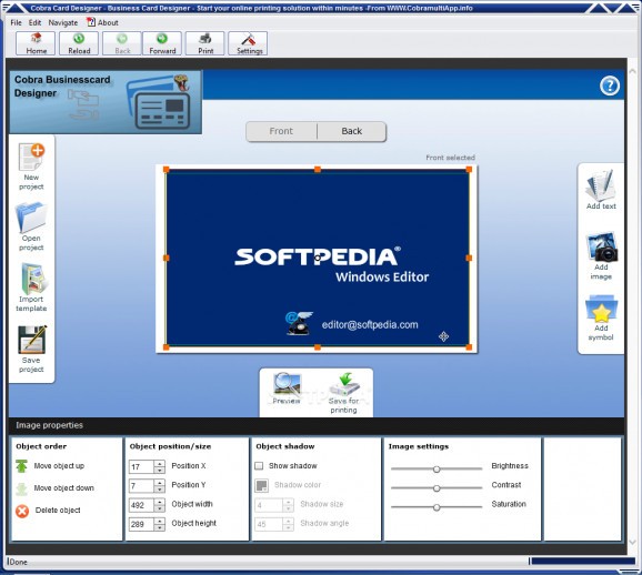 COBRA Business Card Designer screenshot