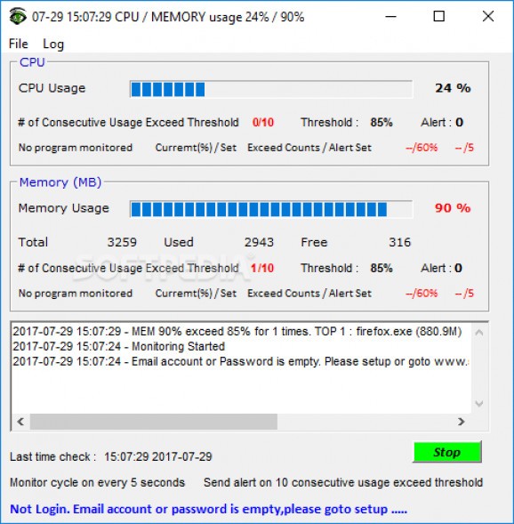 CPU Monitor and Alert screenshot