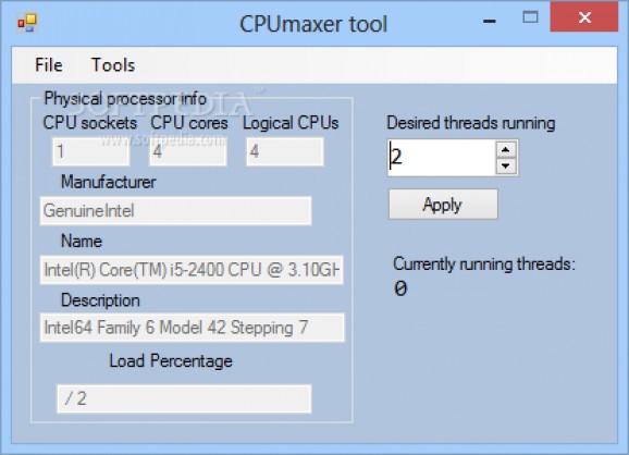 CPUmaxer Tool screenshot