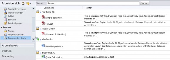CRM 2011 Document Search screenshot