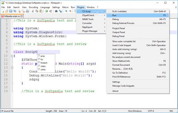 CS-Script for Notepad++ screenshot