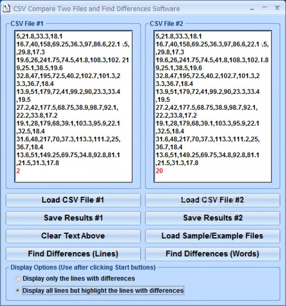 CSV Compare Two Files and Find Differences Software screenshot