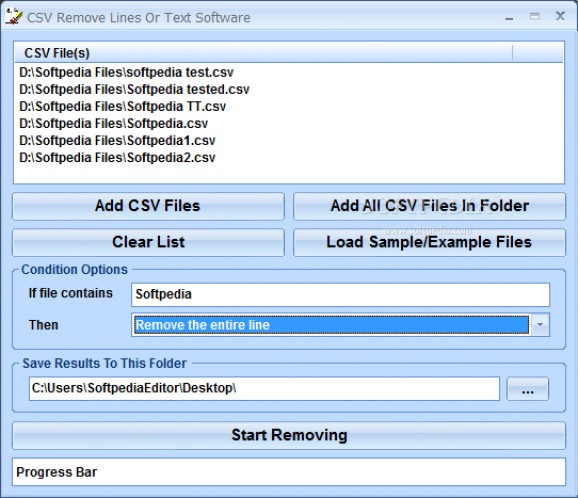 CSV Remove Lines and Text Software screenshot