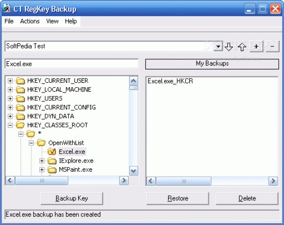 CT RegKey Backup screenshot