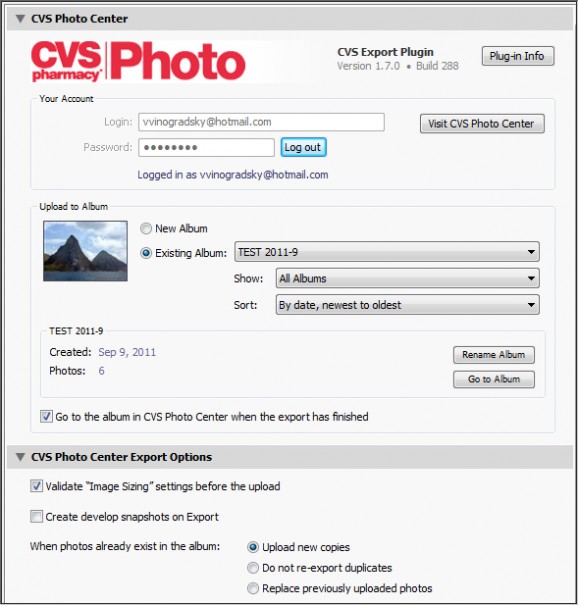 CVS Photo Center Export Plugin screenshot