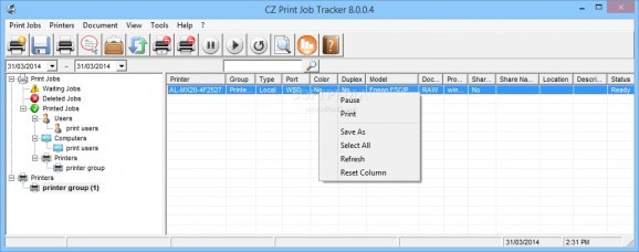 CZ Print Job Tracker screenshot