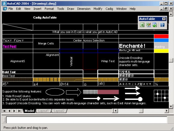 Cadig AutoTable for ProgeCAD screenshot