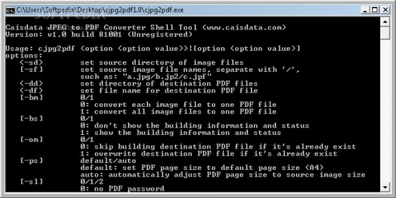 Caisdata JPEG to PDF Converter Shell Tool screenshot