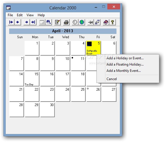 Calendar 2000 screenshot