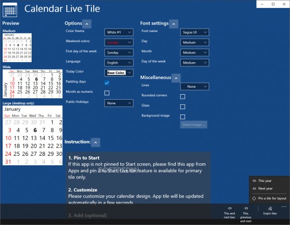Calendar Live Tile screenshot
