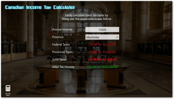 CanTax Calculator for Windows 10/8.1 screenshot
