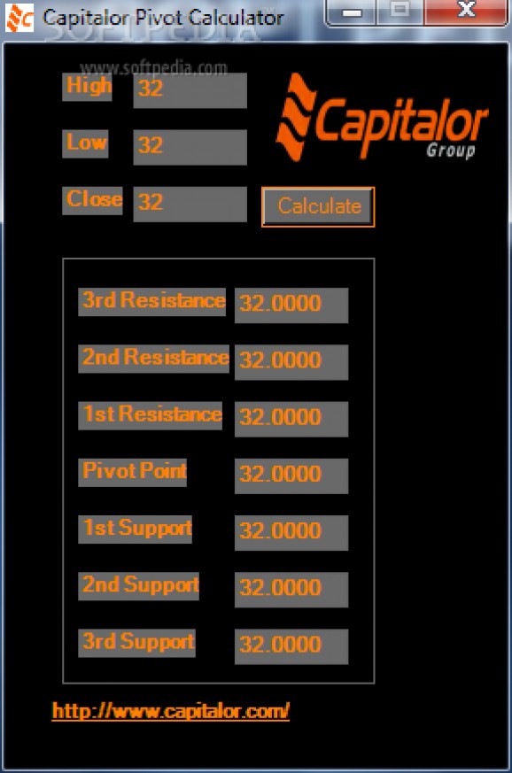 Capitalor Pivot Calculator screenshot