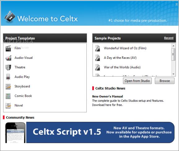 Celtx screenshot
