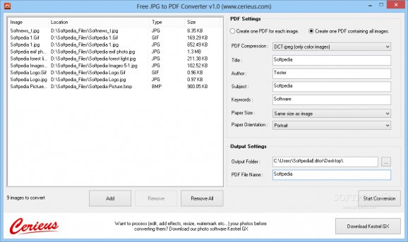 Free JPG to PDF Converter screenshot